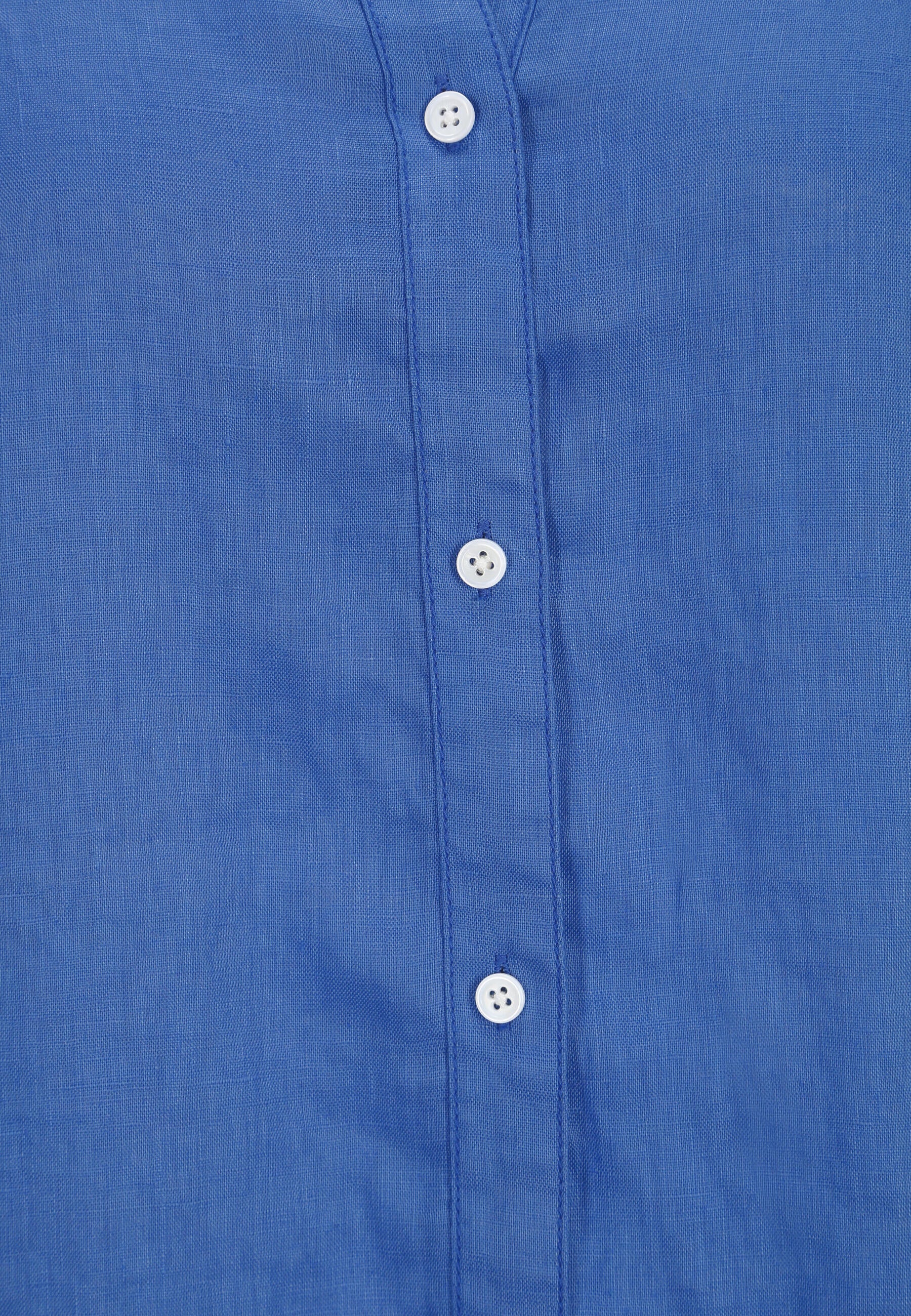 Leinenbluse mit V-Ausschnitt - 53-Kobalt - Blau