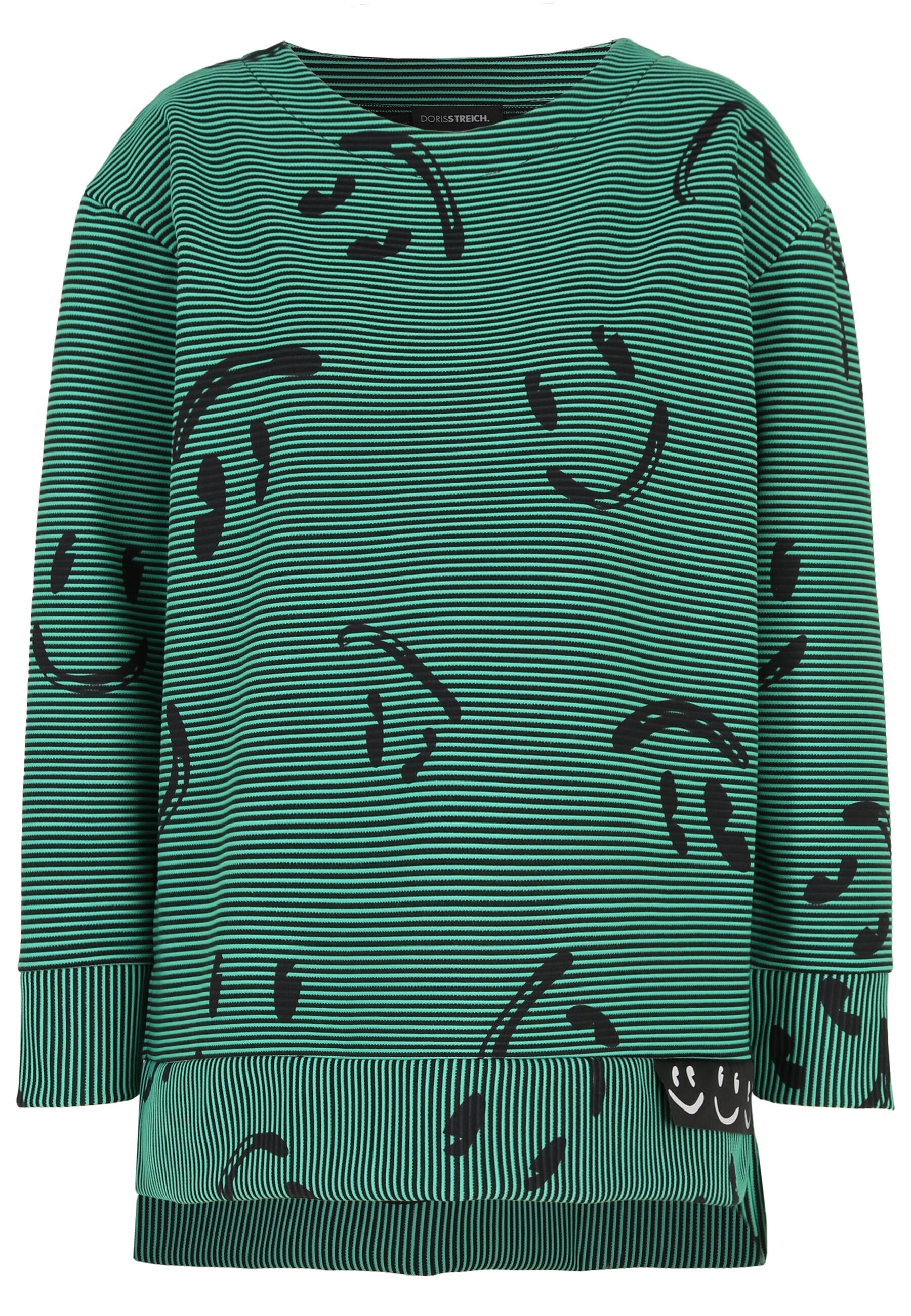 Geripptes Sweatshirt mit Allover-Print - 73-WintergrUEn - Grün