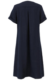 Leinenkleid Midi - 50-Marine - Blau