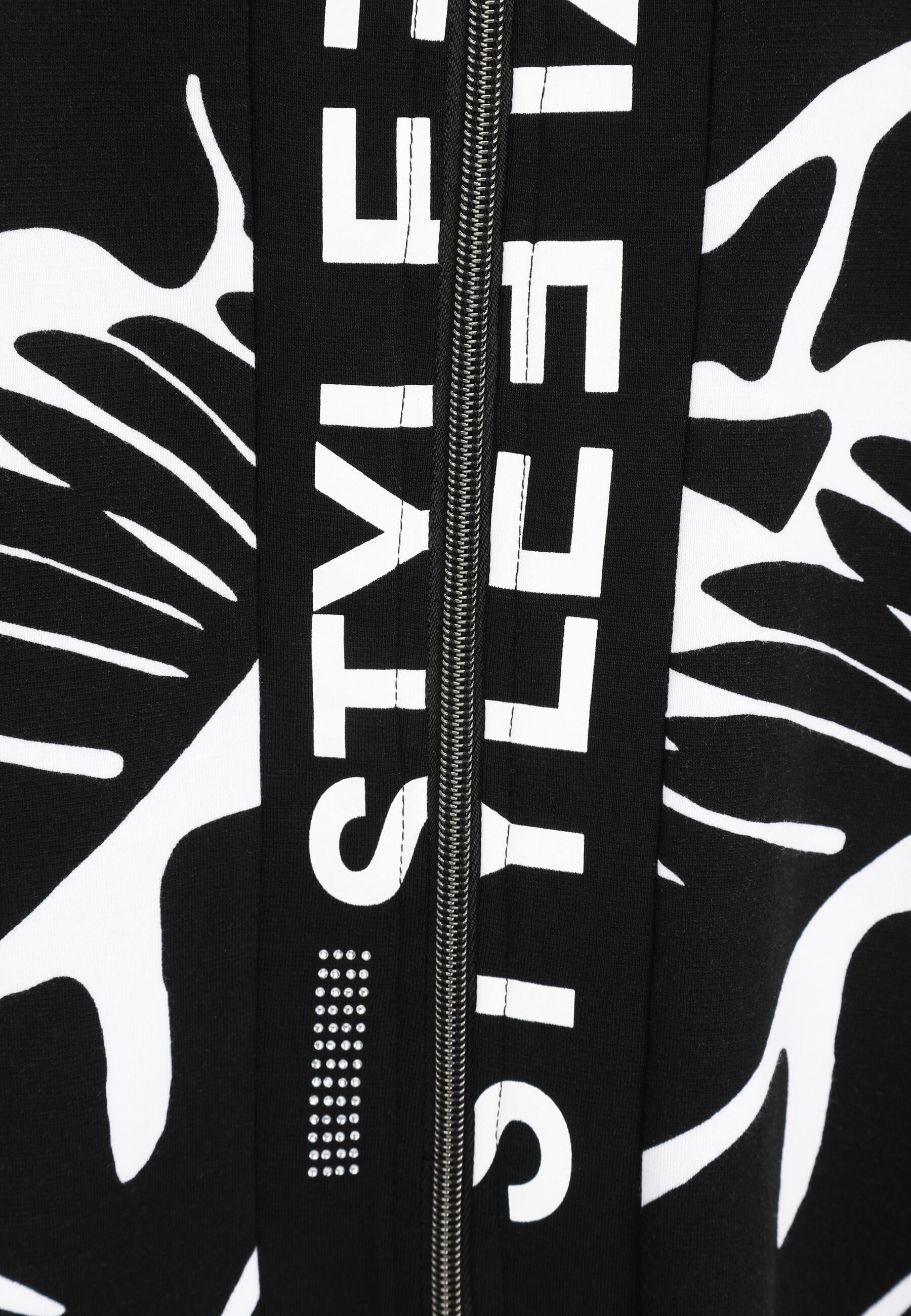 Sweatshirtjacke aus Modalmix - 91-Schwarz/WeiSS - Schwarz | Weiß