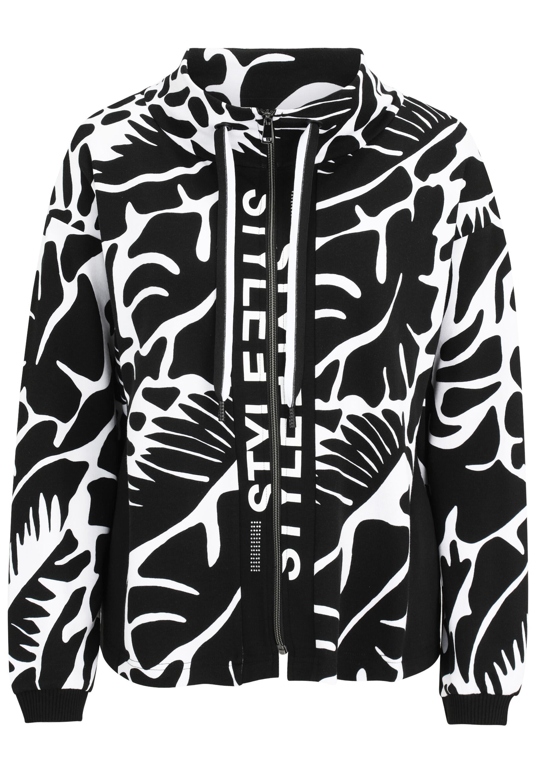 Sweatshirtjacke aus Modalmix - 91-Schwarz/WeiSS - Schwarz | Weiß