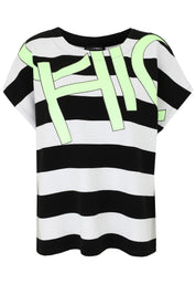 T-Shirt aus Viskosemix - 20-Neongelb - Schwarz | Weiß