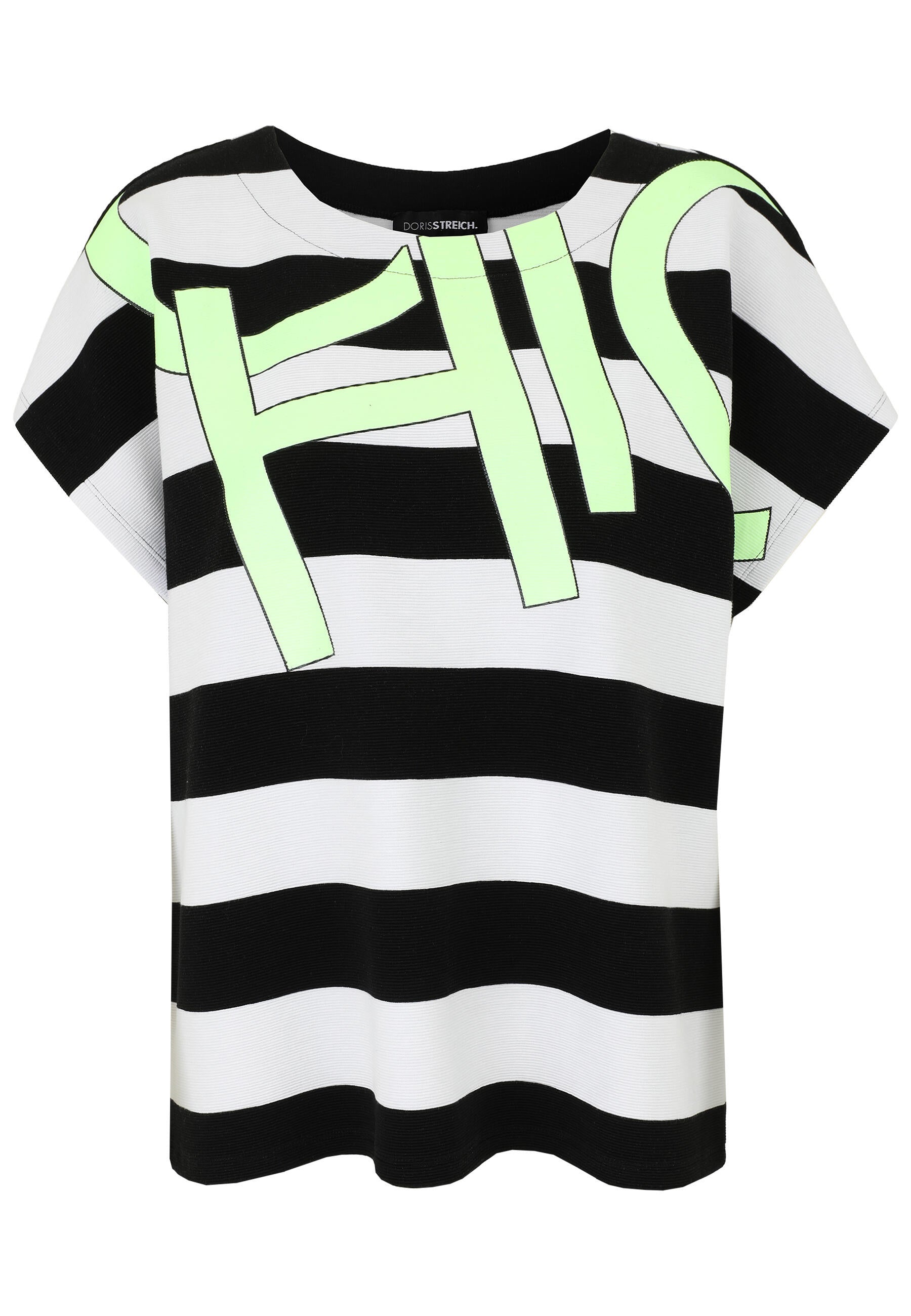 T-Shirt aus Viskosemix - 20-Neongelb - Schwarz | Weiß