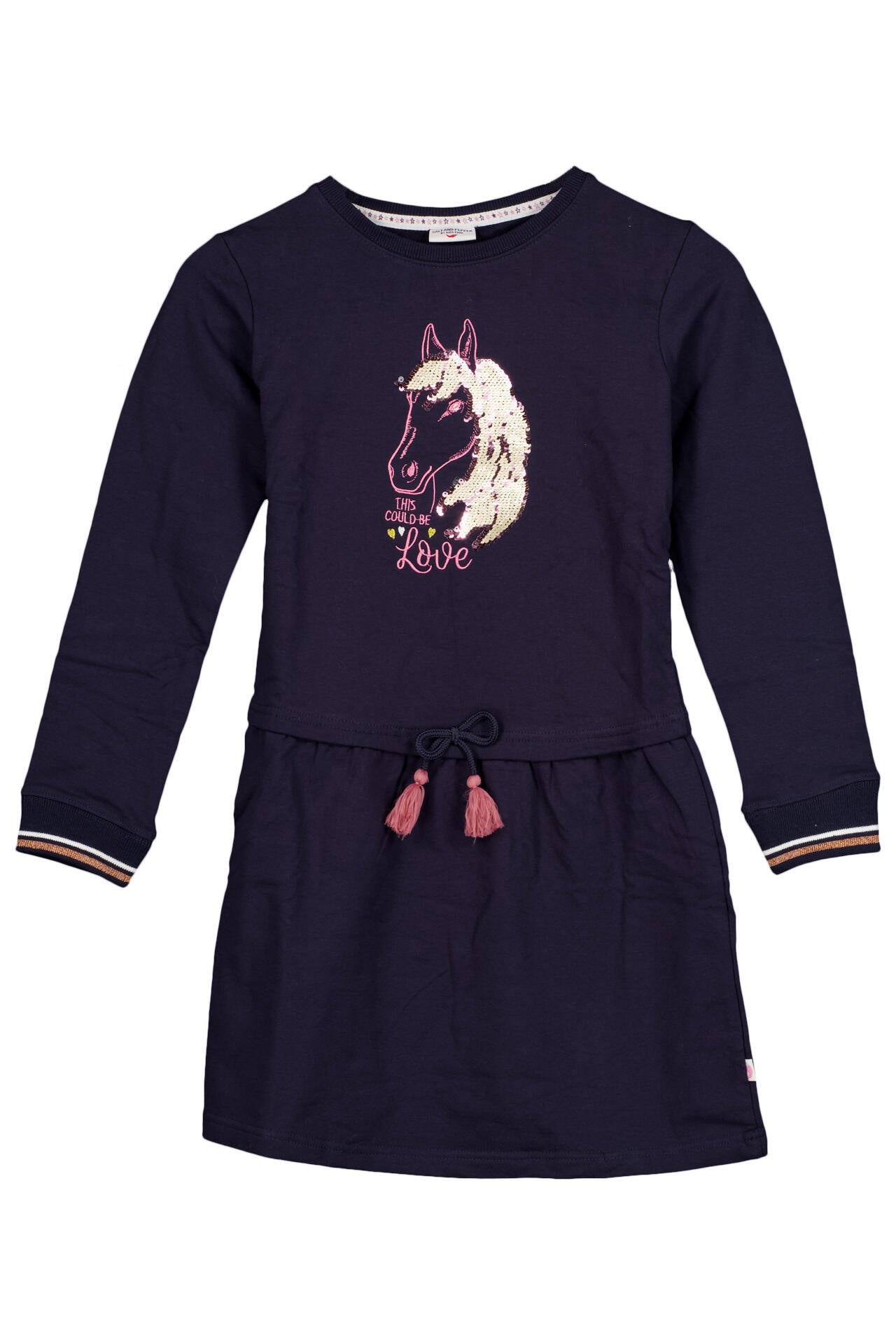 Sweatkleid mit Pferdeprint - 470-navy - Blau | Pink