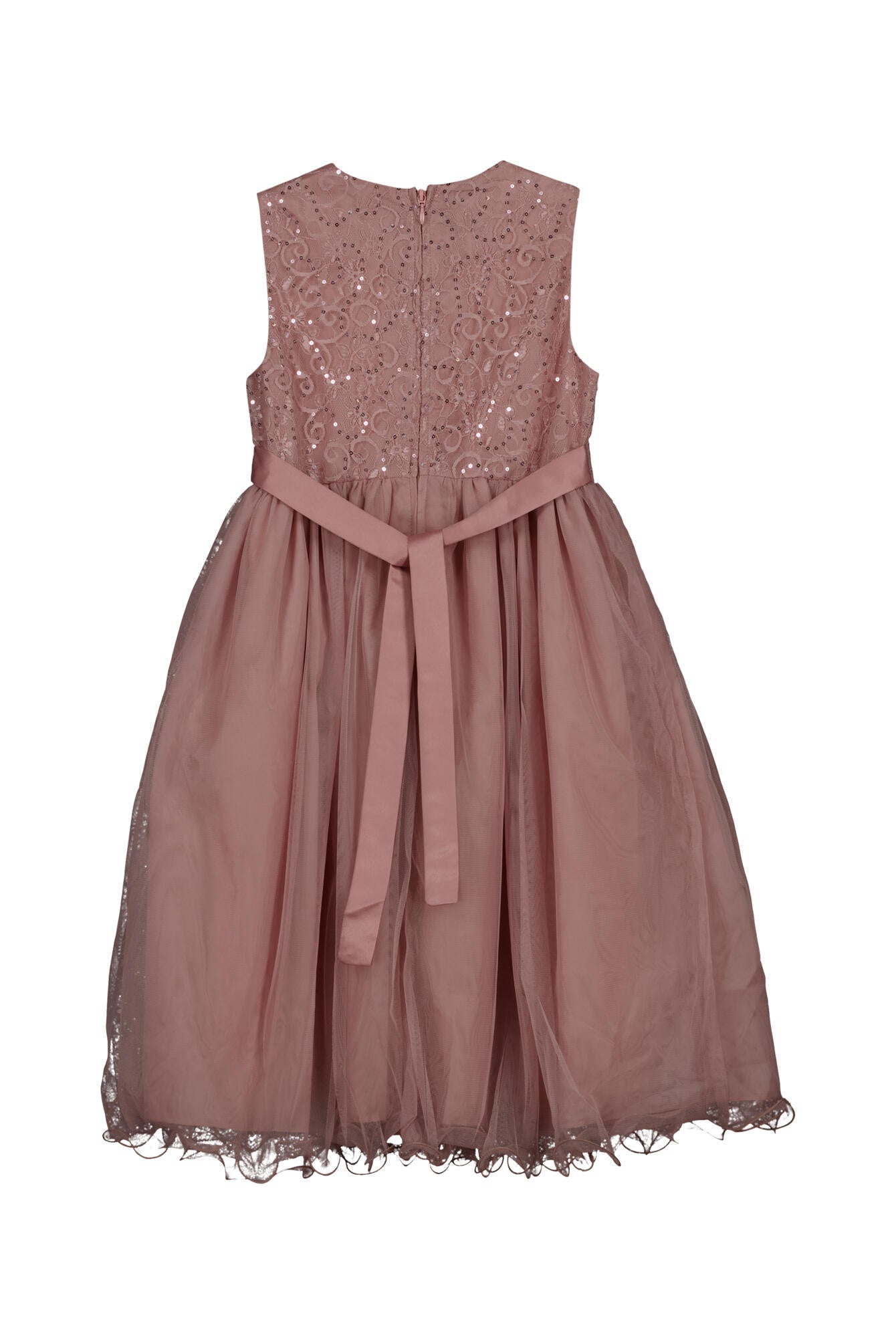 Ausgestelltes Freizeitkleid mit Tüll und Pailletten - 8248-mauve - Rosa