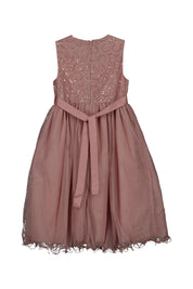 Ausgestelltes Kleid mit Tüll und Pailletten - 8248-mauve - Rosa