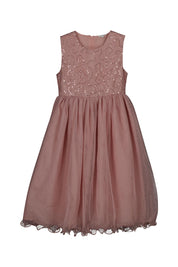 Ausgestelltes Kleid mit Tüll und Pailletten - 8248-mauve - Rosa