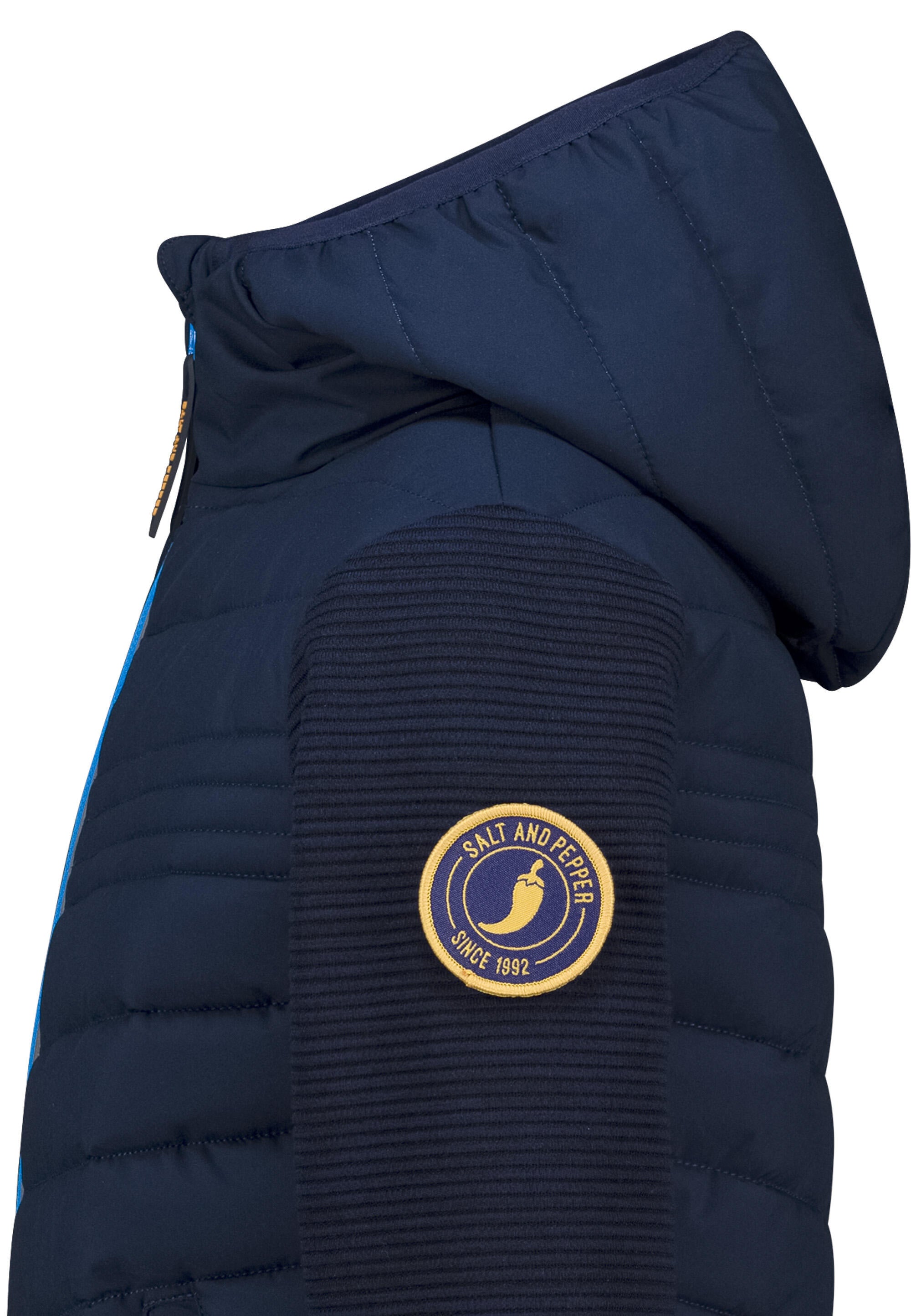 Hybrid-Steppjacke mit Strickärmeln - 4750-true navy - Blau