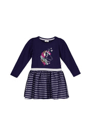 Jerseykleid Midi mit Paillettenmuster - 4750-true navy - Blau