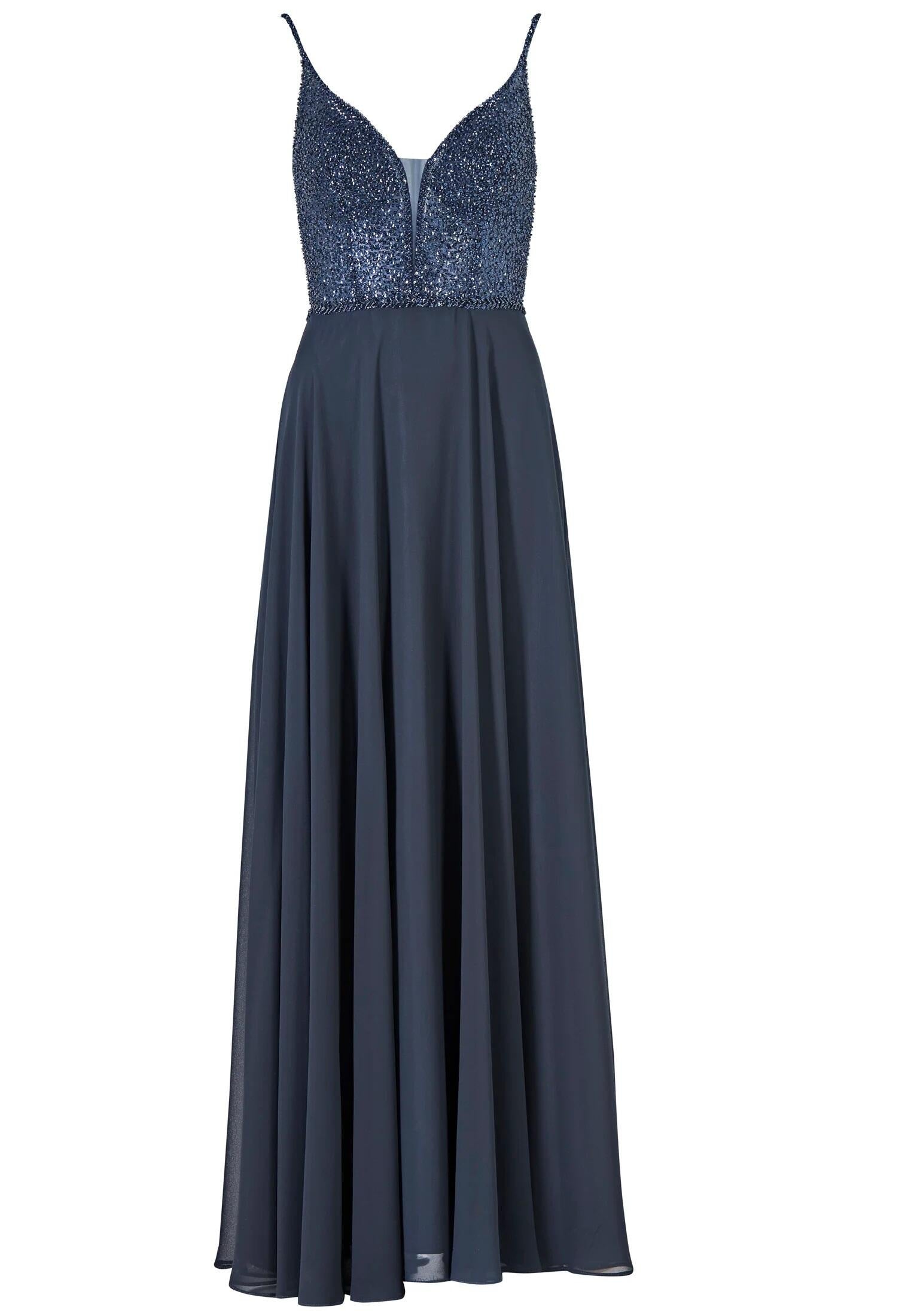 Abendkleid mit Pailletten - 300 - Blau