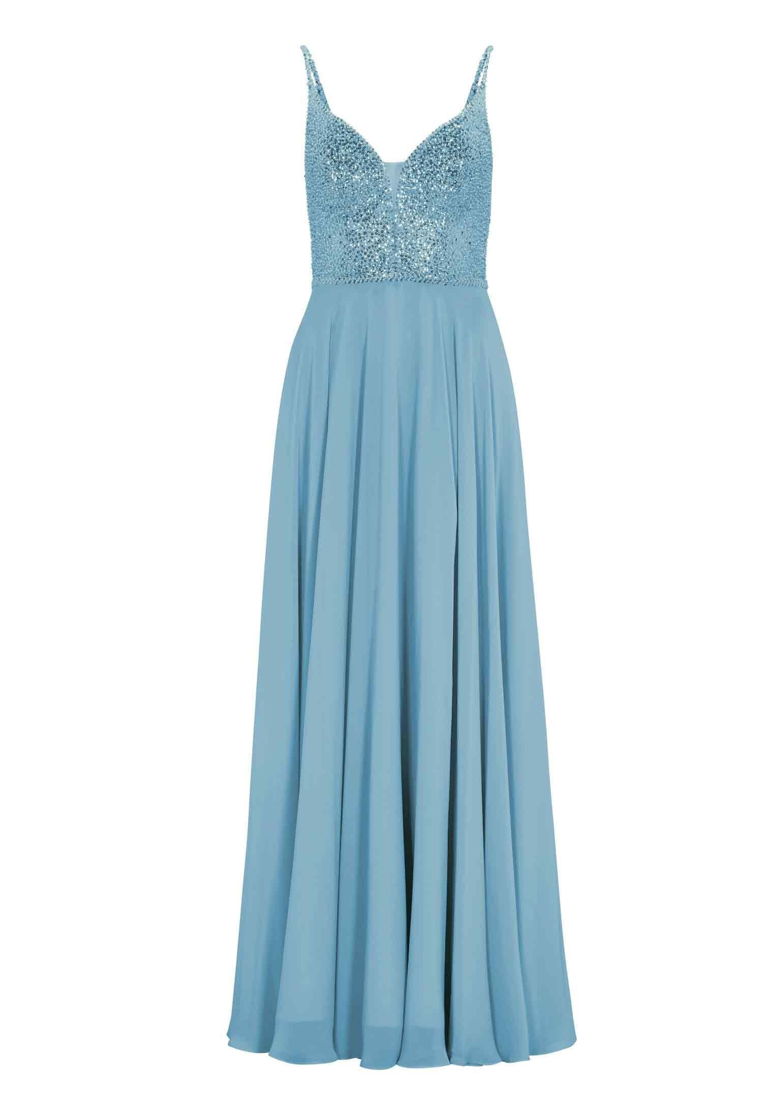 Abendkleid mit Pailletten - 370 - Blau