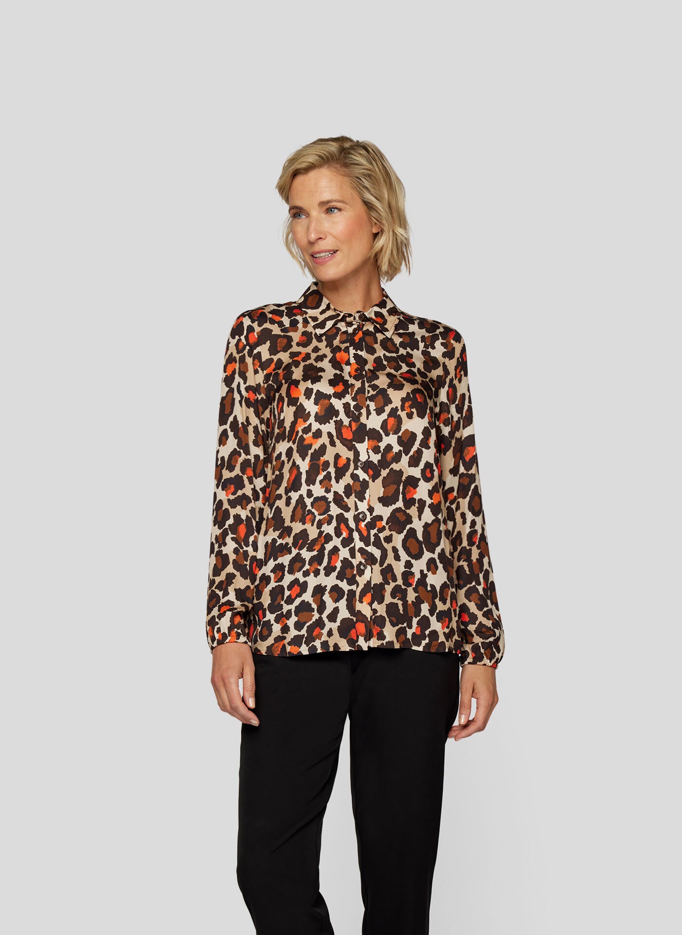 Bluse mit Leoparden-Muster - 3698-Schoko - Mehrfarbig