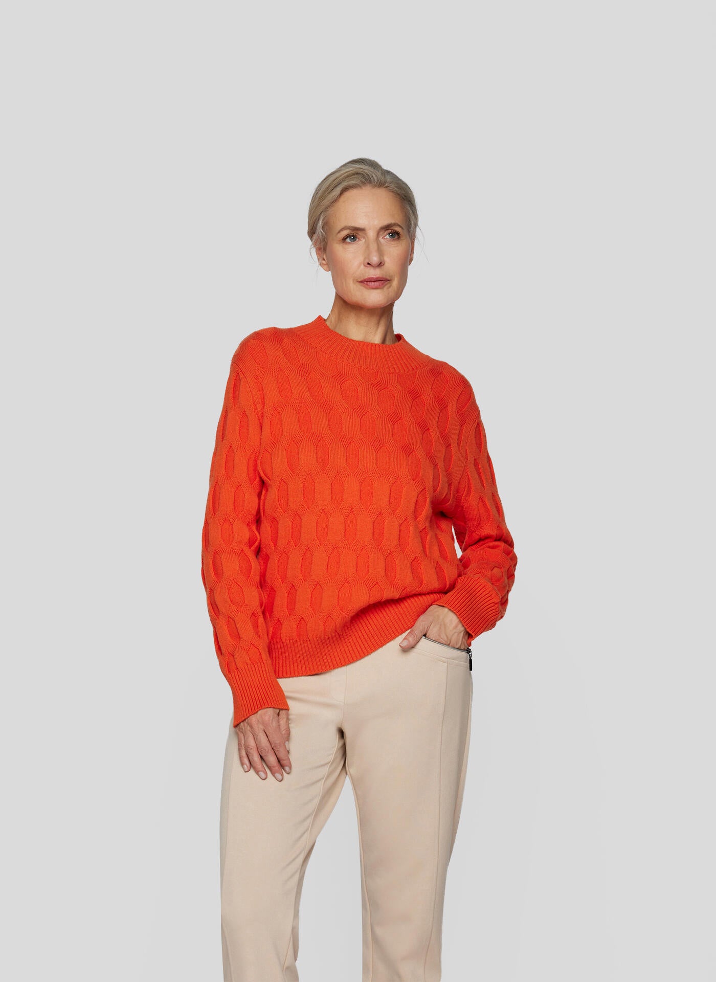 Strickpullover mit Stehkragen - 3263-Safran - Orange