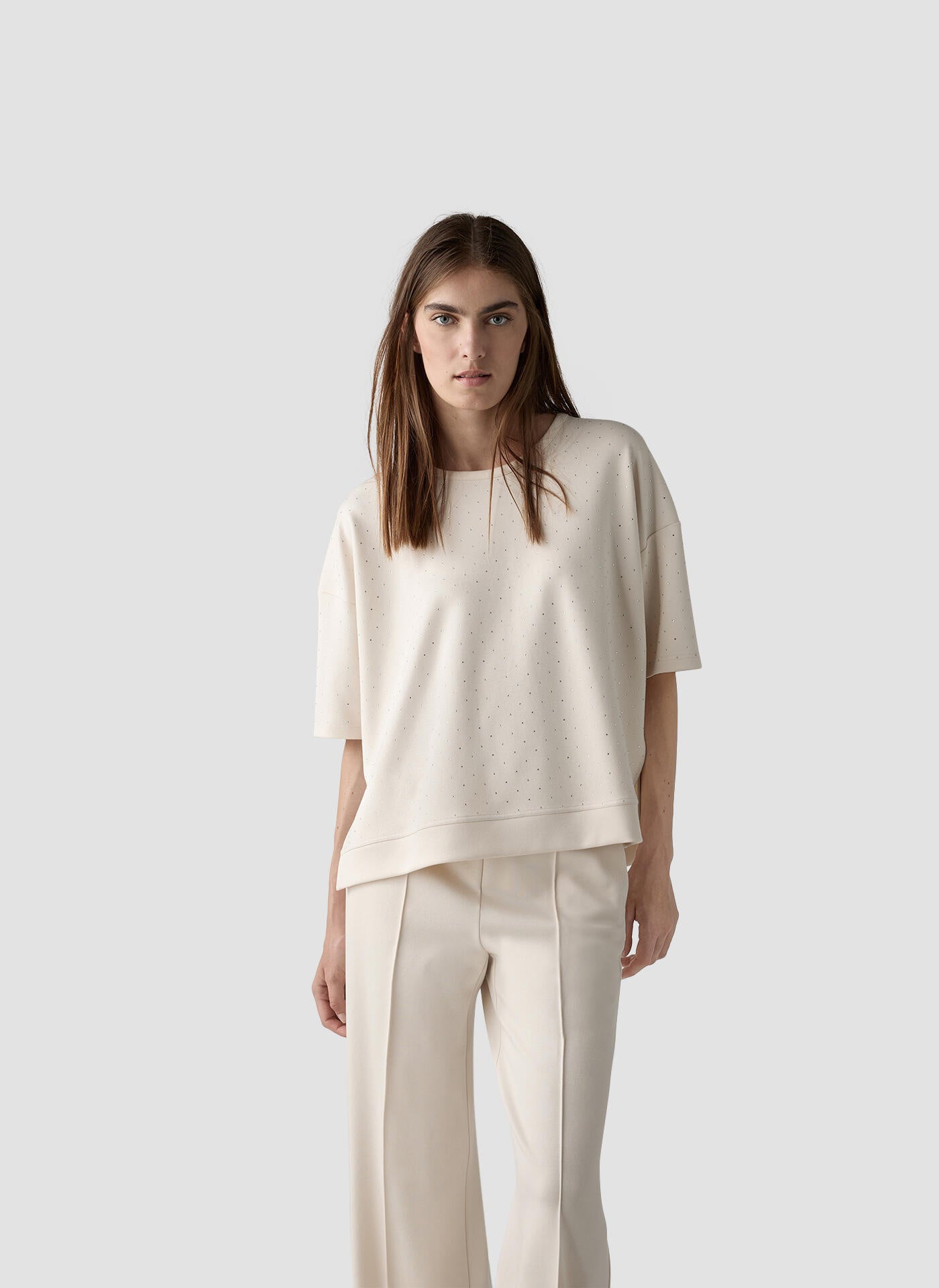 T-Shirt aus Viskosemix - 5608-Elfenbein - Creme
