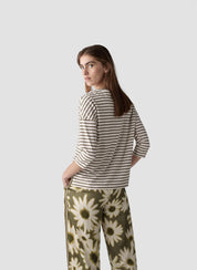T-Shirt gestreift aus Baumwollmix - 5470-Olive - Grün