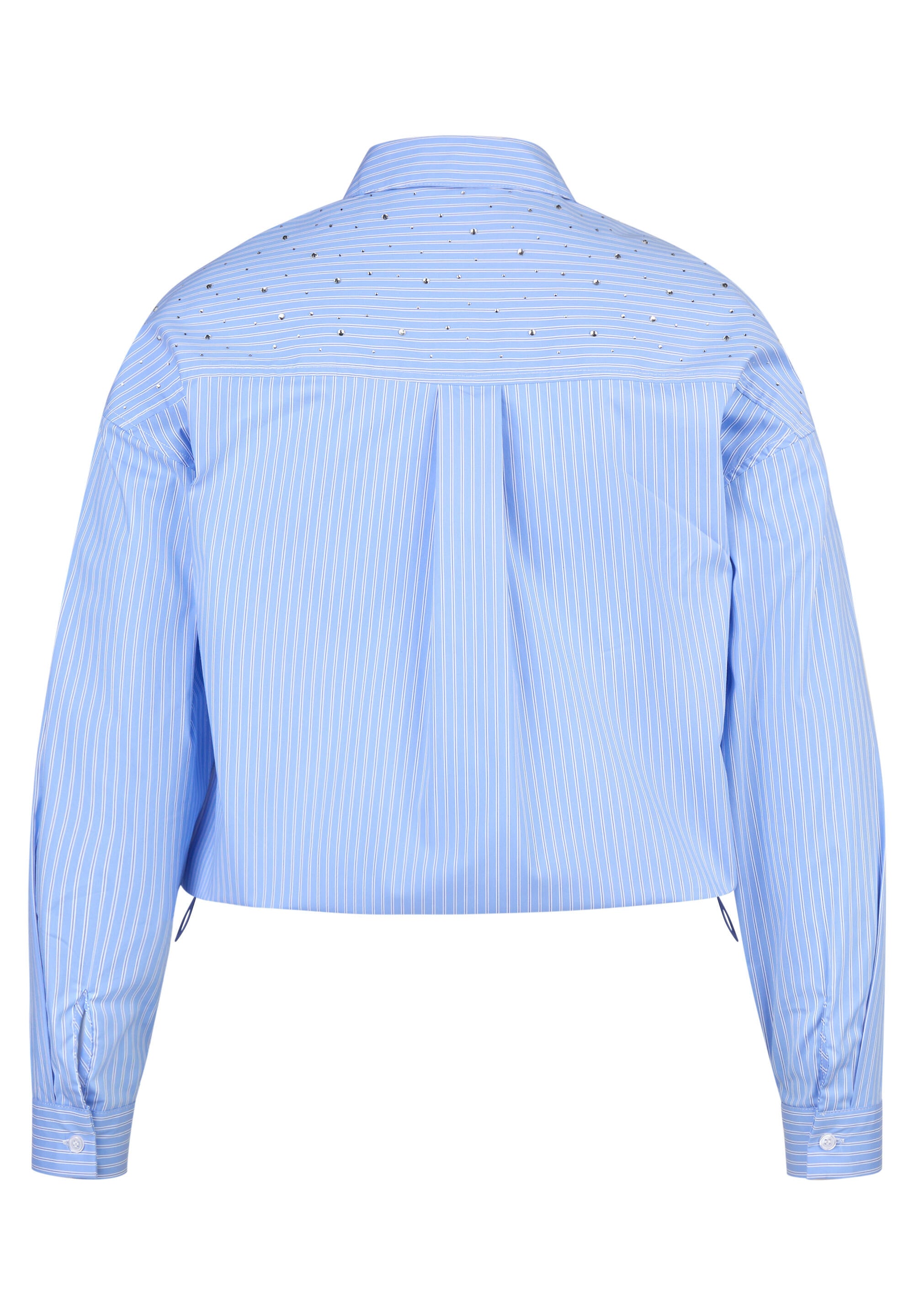 Bluse gestreift mit Strasssteinen - 5346-Rauchblau - Blau