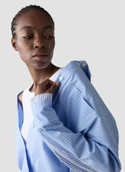 Bluse gestreift Oversized Fit - 5346-Rauchblau - Blau