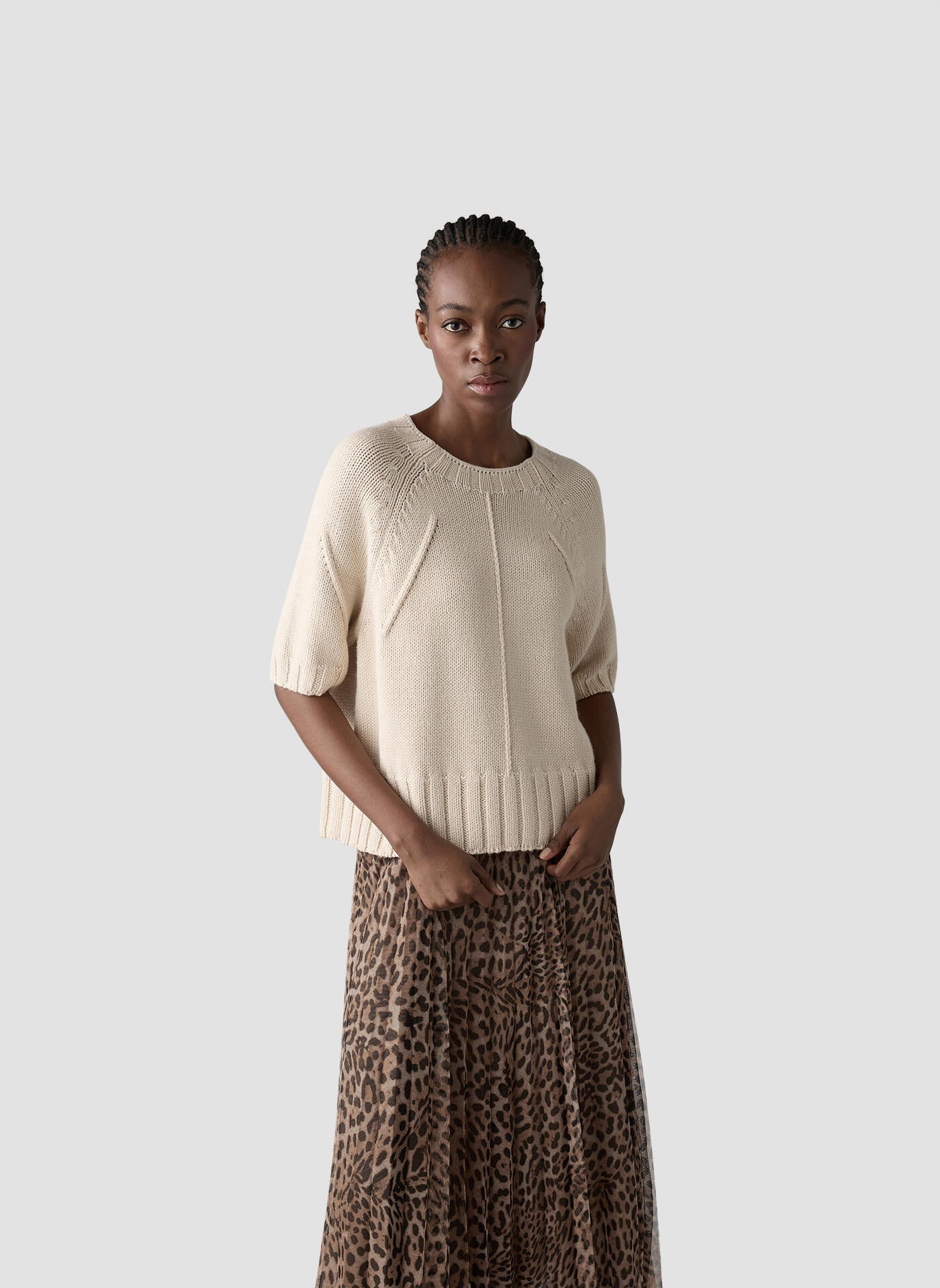 Strickpullover aus Baumwollmix - 5608-Elfenbein - Creme