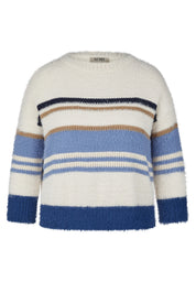 Strickpullover gestreift - 5346-Rauchblau - Blau