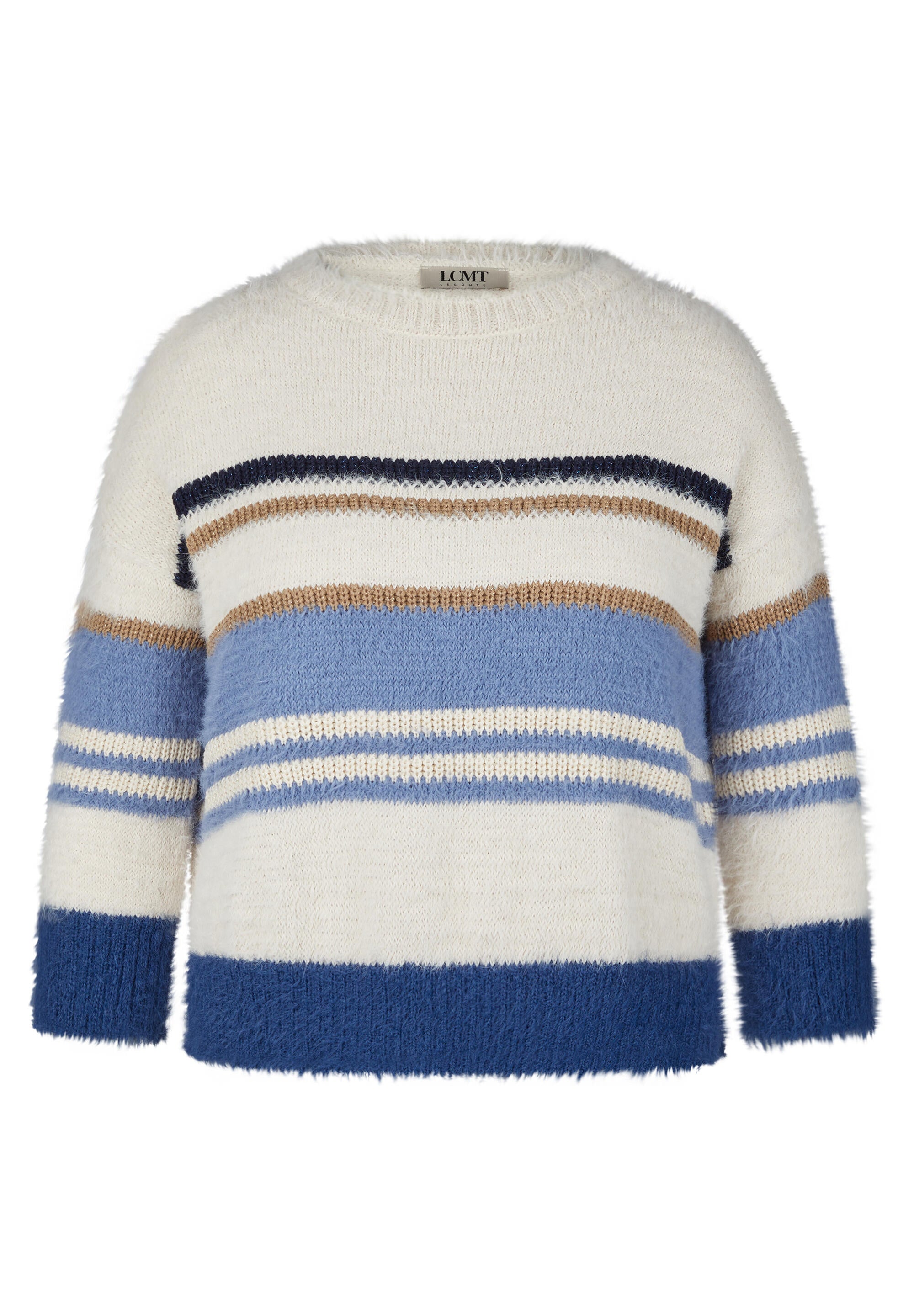 Strickpullover gestreift - 5346-Rauchblau - Blau