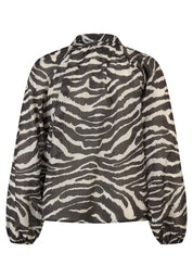 Bluse im Zebra-Print - 5099-Schwarz - Grau