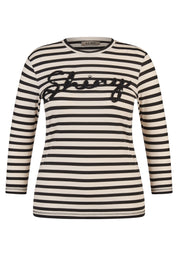 Langarmshirt - 5099-Schwarz - Schwarz | Weiß