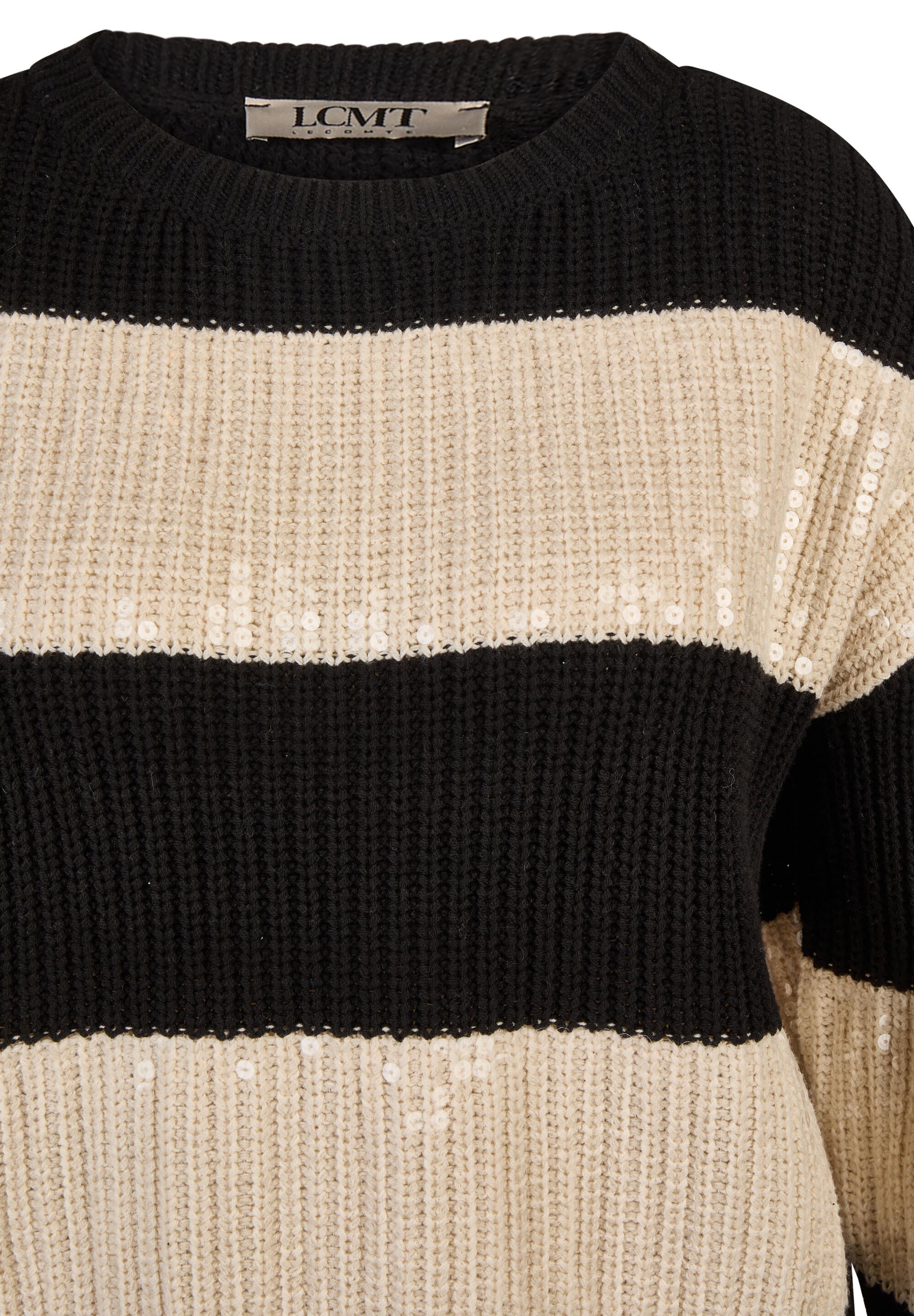 Strickpullover mit Pailletten - 5099-Schwarz - Schwarz