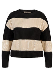 Strickpullover mit Pailletten - 5099-Schwarz - Schwarz
