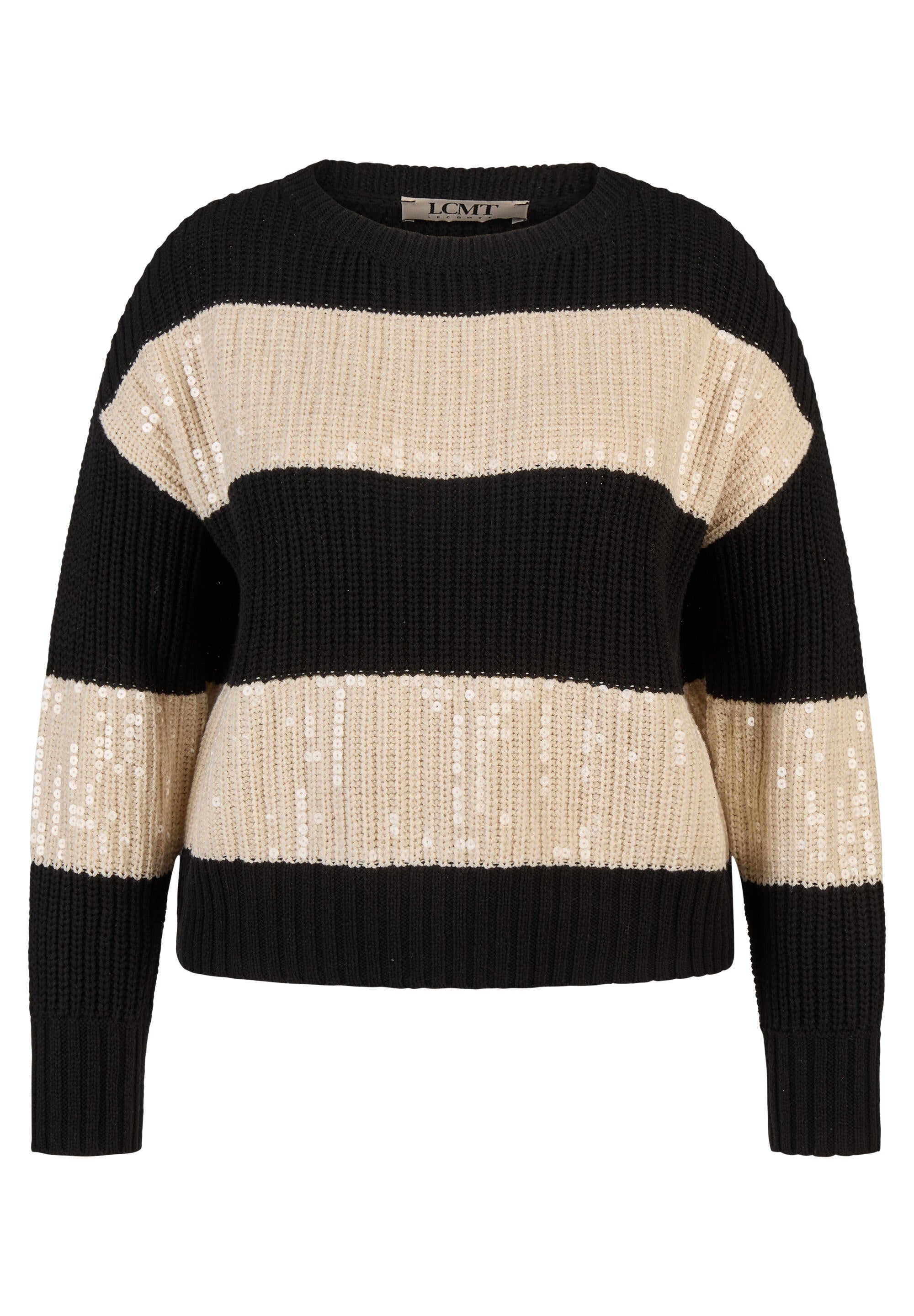 Strickpullover mit Pailletten - 5099-Schwarz - Schwarz