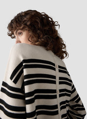 Strickpullover - 5608-Elfenbein - Schwarz | Weiß