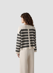 Strickpullover - 5608-Elfenbein - Schwarz | Weiß