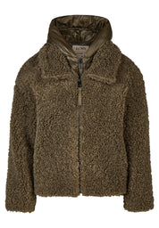 Teddyjacke mit abnehmbarer Kapuze - 5426-Lorbeer - Grün