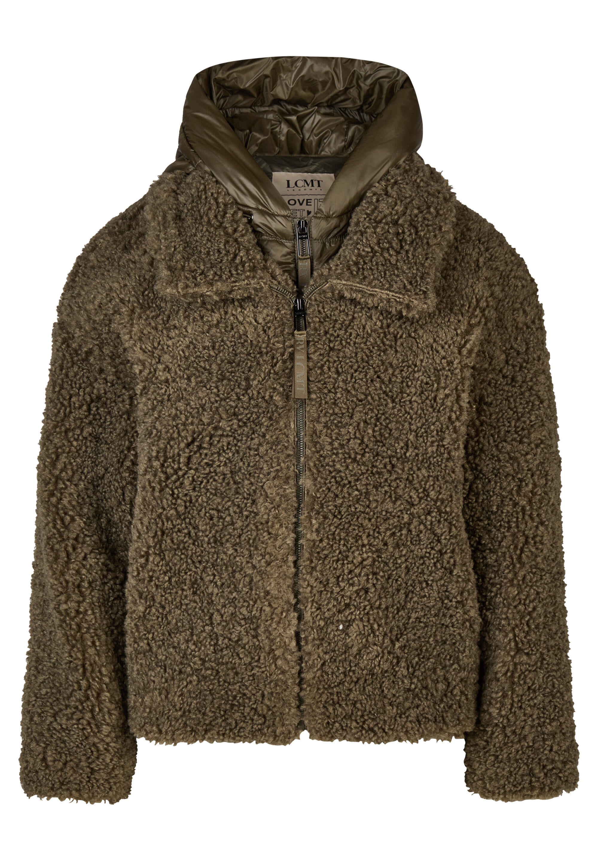Teddyjacke mit abnehmbarer Kapuze - 5426-Lorbeer - Grün