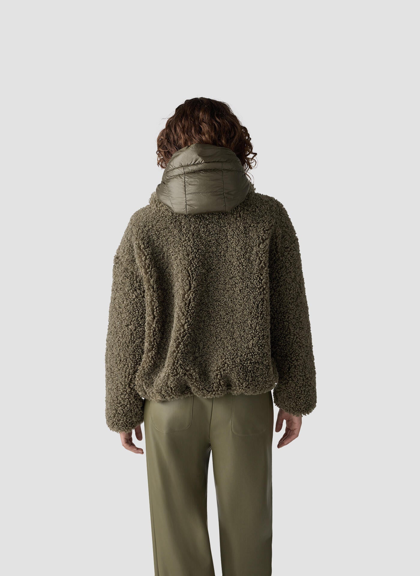 Teddyjacke mit abnehmbarer Kapuze - 5426-Lorbeer - Grün