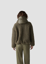 Teddyjacke mit abnehmbarer Kapuze - 5426-Lorbeer - Grün