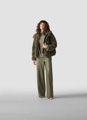 Teddyjacke mit abnehmbarer Kapuze - 5426-Lorbeer - Grün