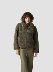 Teddyjacke mit abnehmbarer Kapuze - 5426-Lorbeer - Grün