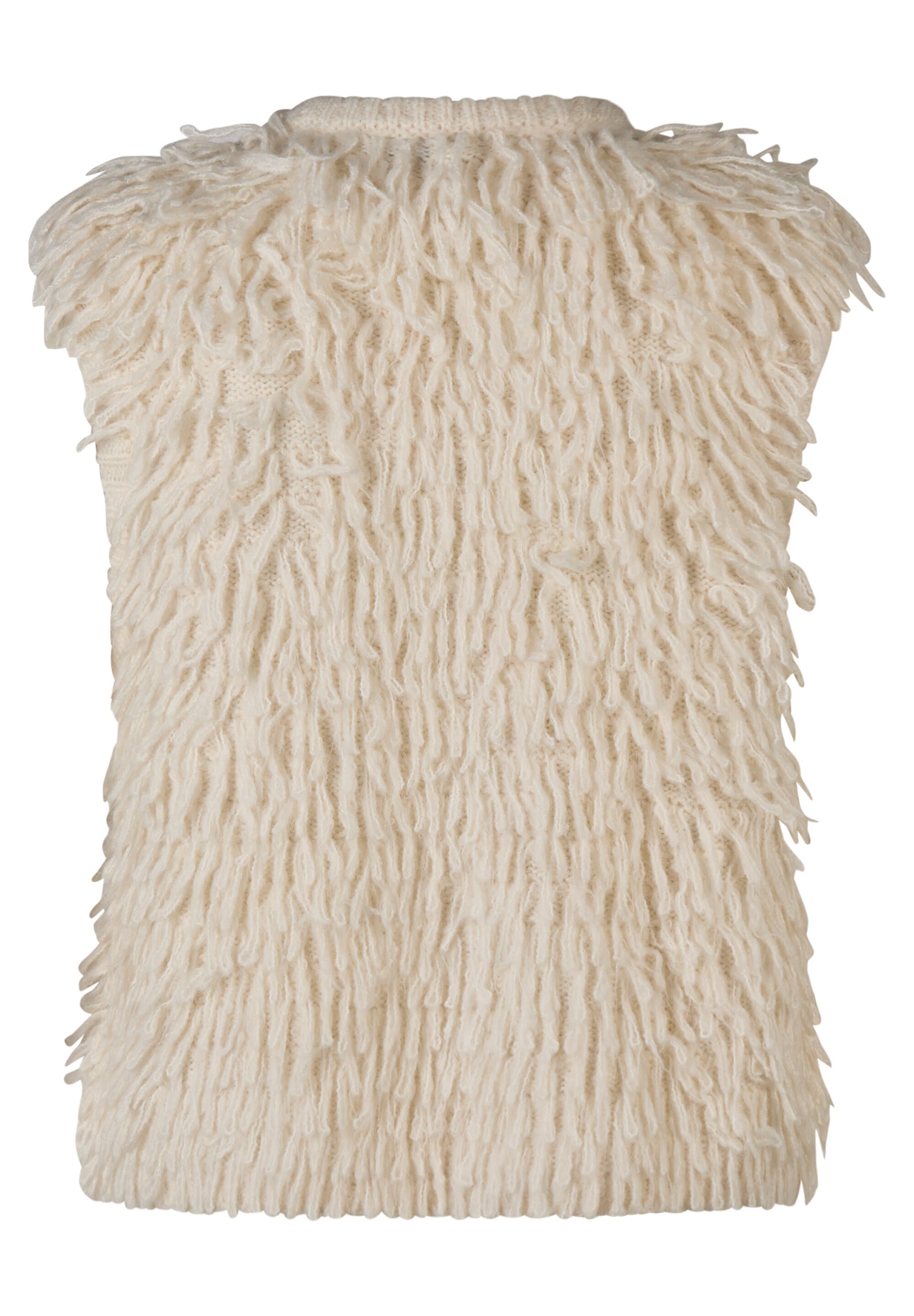 Strickweste mit Fransen - 5608-Elfenbein - Beige