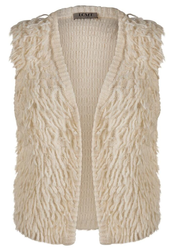 Strickweste mit Fransen - 5608-Elfenbein - Beige