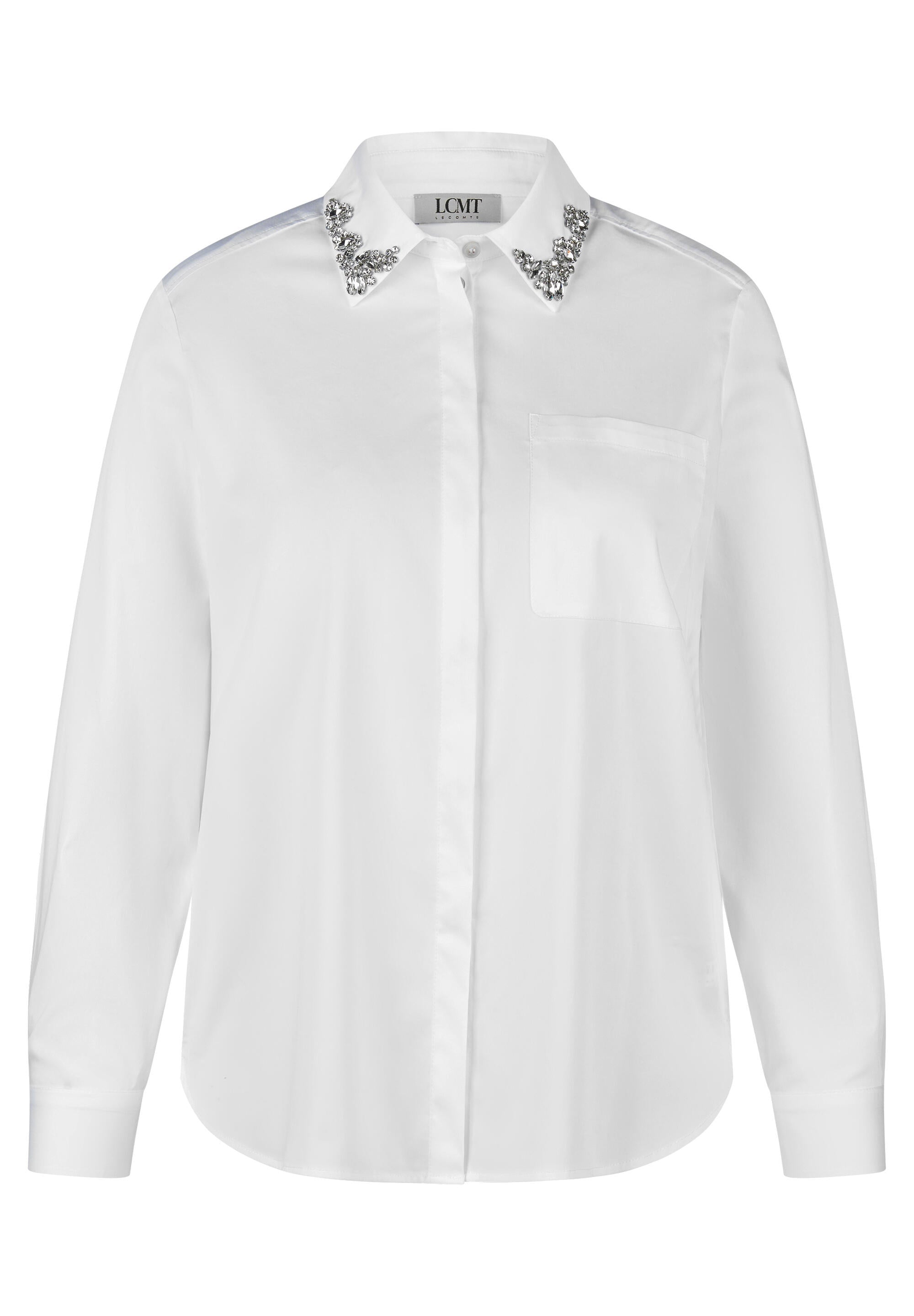 Bluse aus Baumwollmix mit Strass-Details - 5003-Weiss - Weiß