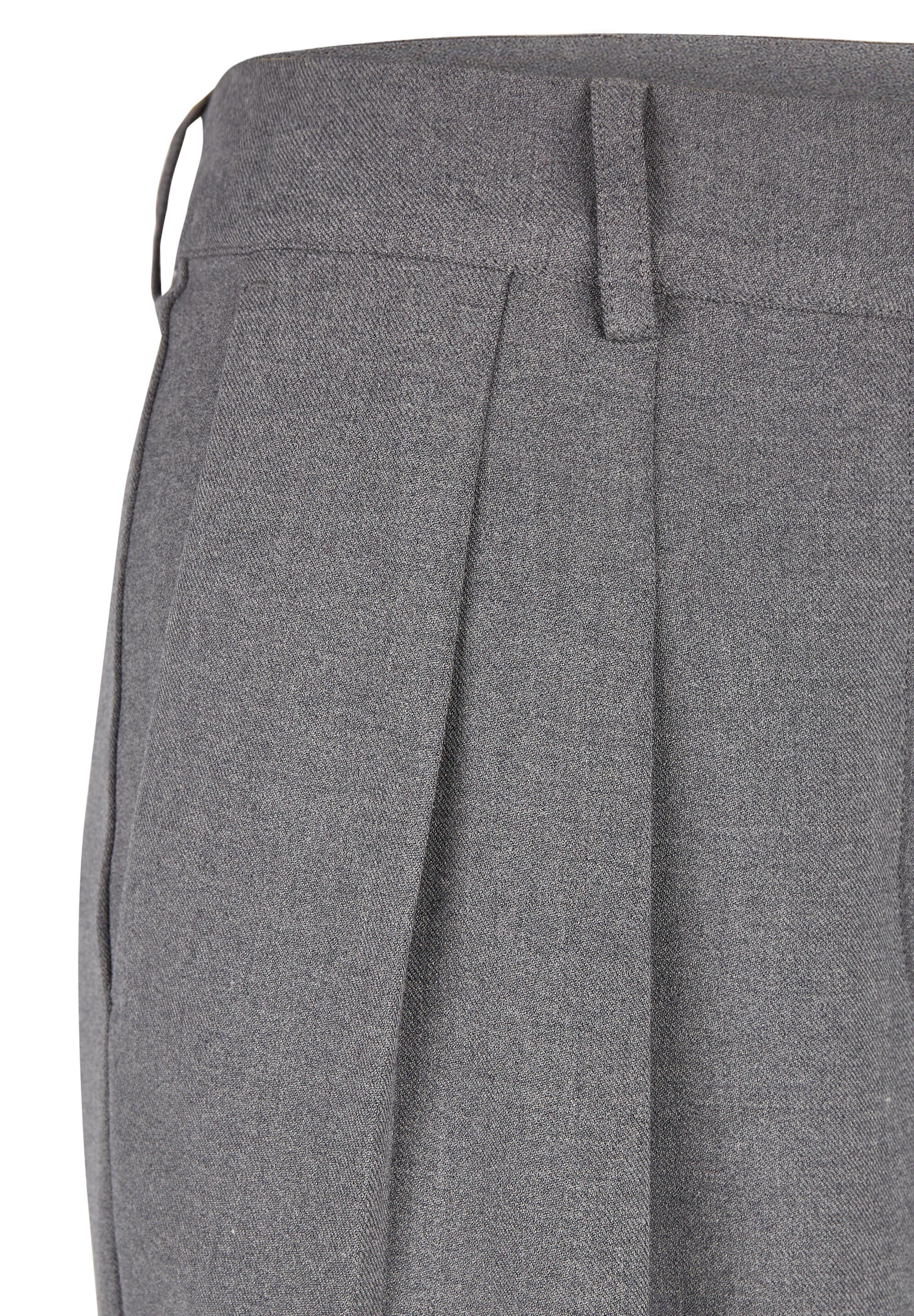 Faltenhose Wide Leg - 5038-SteingrauMel - Grau
