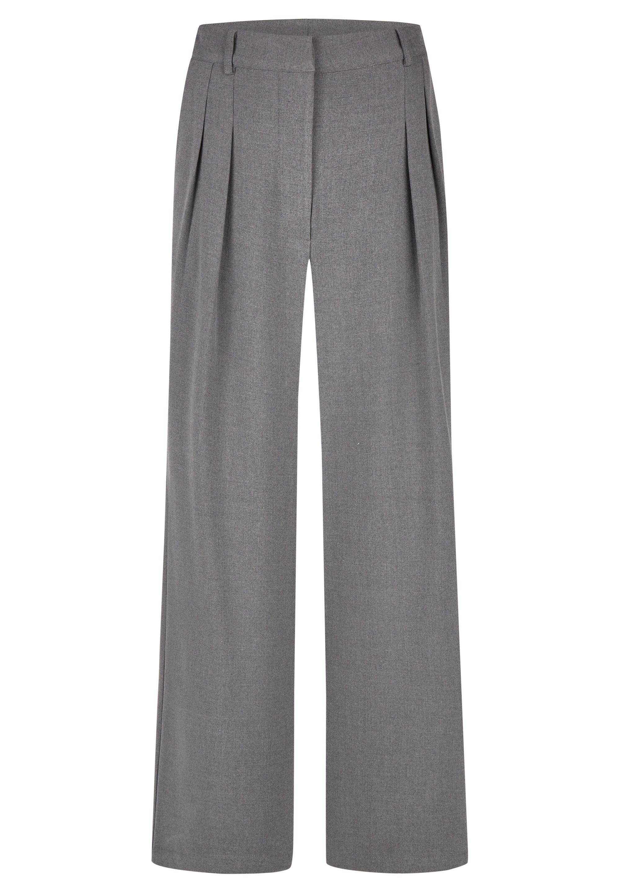 Faltenhose Wide Leg - 5038-SteingrauMel - Grau