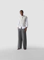 Faltenhose Wide Leg - 5038-SteingrauMel - Grau