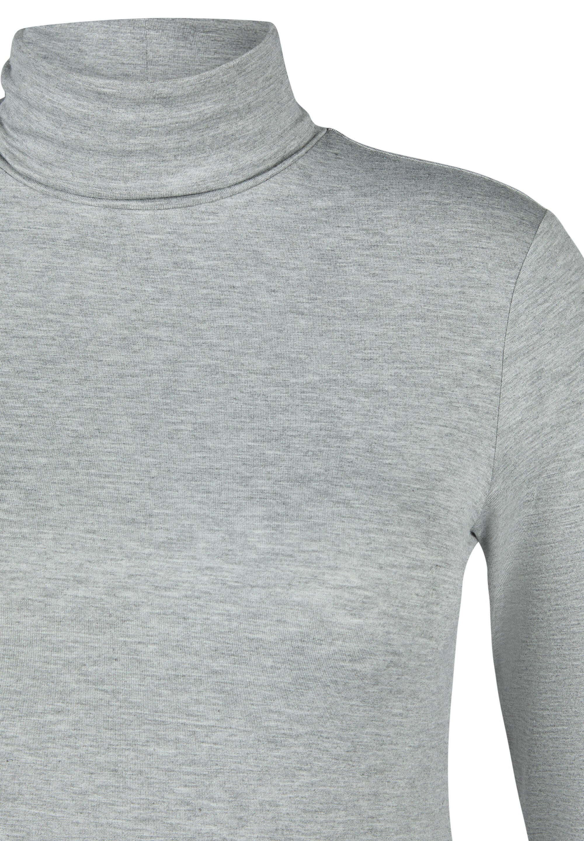 Langarmshirt mit Rollkragen - 5017-Perlgrau Mel - Grau