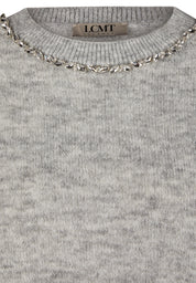 Strickpullover mit Applikation - 5017-Perlgrau Mel - Grau
