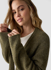 Strickcardigan meliert - 5470-Olive - Grün