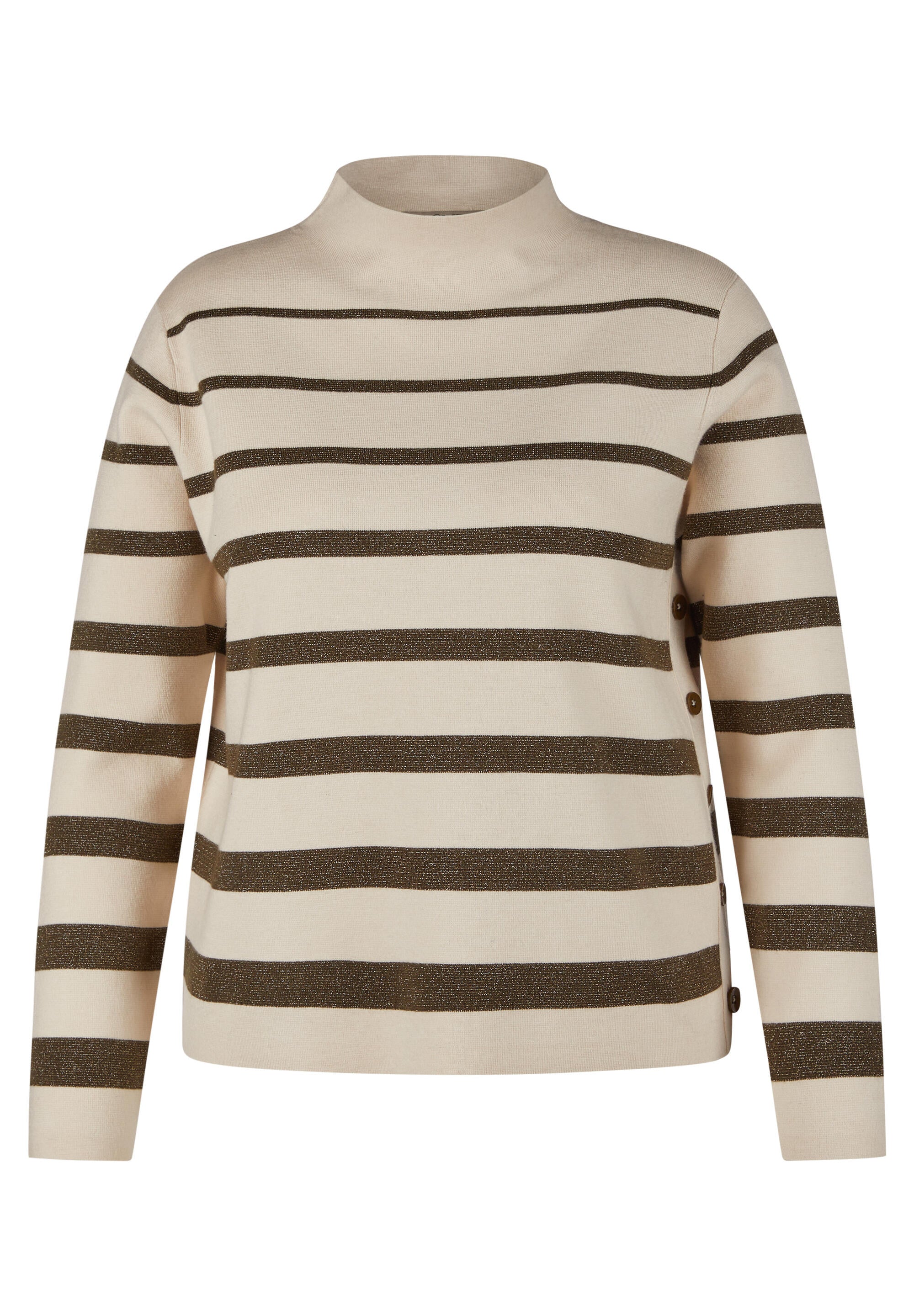 Strickpullover mit Stehkragen - 5426-Lorbeer - Beige
