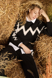 Strickpullover aus Baumwollmix - 5099-Schwarz - Schwarz