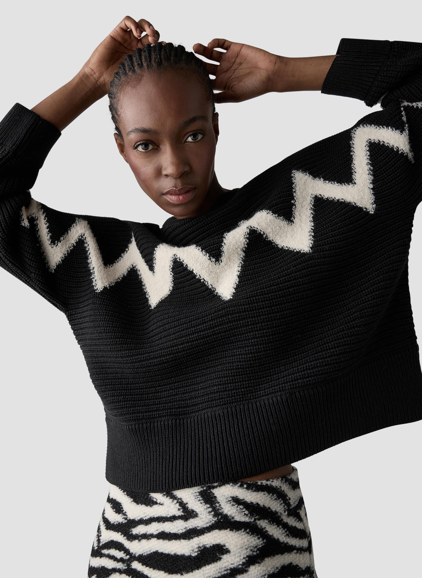 Strickpullover aus Baumwollmix - 5099-Schwarz - Schwarz