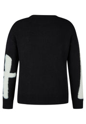 Strickpullover - 5099-Schwarz - Schwarz | Weiß